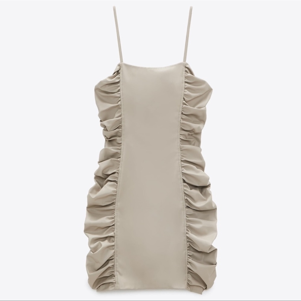 Zara Faux Leather Dress in Stone - XXL